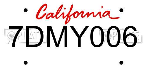 7DMY006 California License Plate