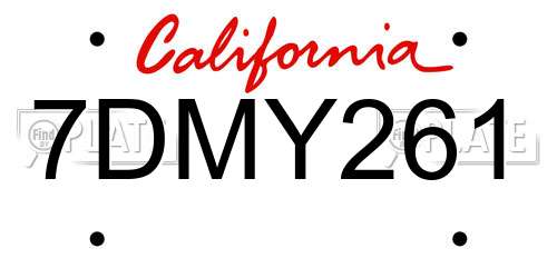 7DMY261 California License Plate