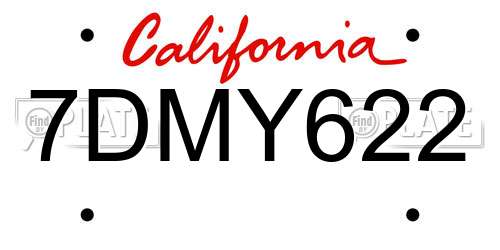 7DMY622 California License Plate
