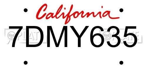 7DMY635 California License Plate