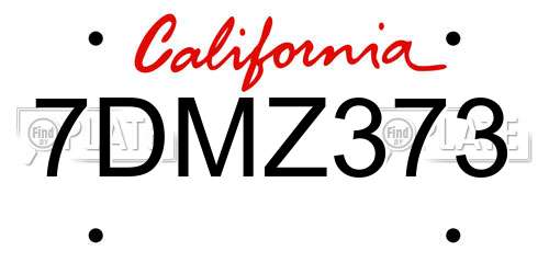 7DMZ373 California License Plate
