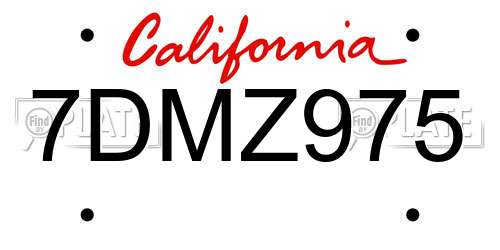 7DMZ975 California License Plate