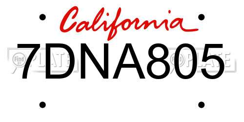7DNA805 California License Plate