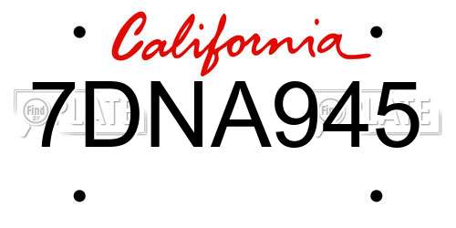 7DNA945 California License Plate