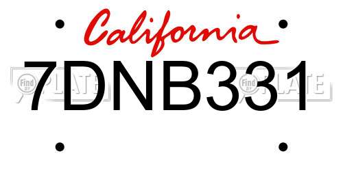 7DNB331 California License Plate