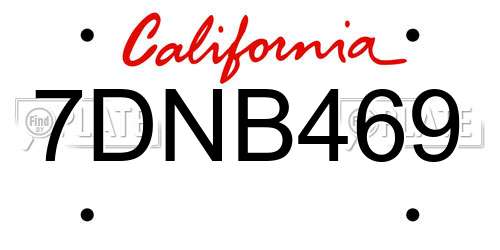 7DNB469 California License Plate