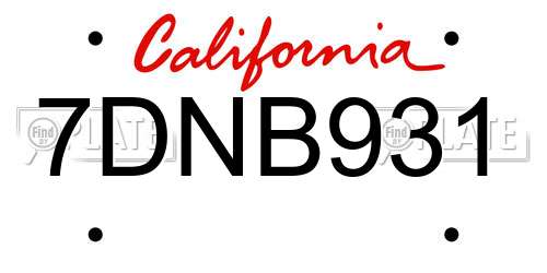 7DNB931 California License Plate