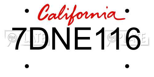 7DNE116 California License Plate
