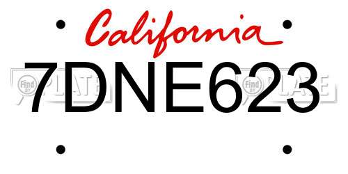 7DNE623 California License Plate