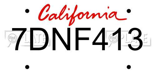 7DNF413 California License Plate