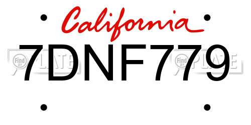 7DNF779 California License Plate