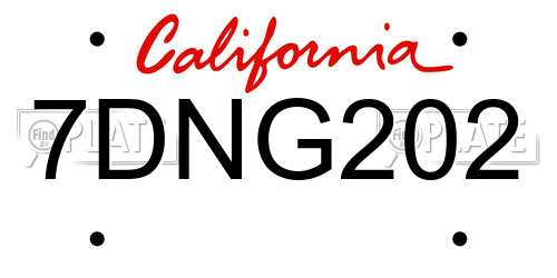 7DNG202 California License Plate