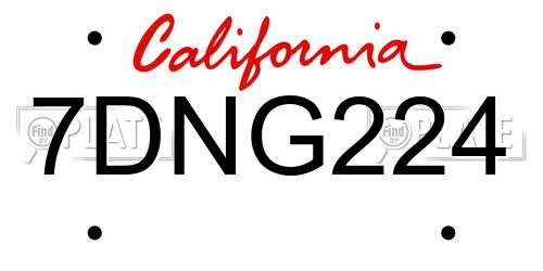 7DNG224 California License Plate