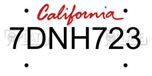 7DNH723 California License Plate