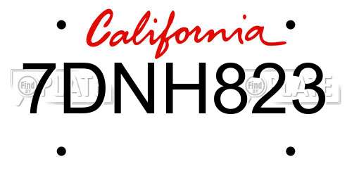 7DNH823 California License Plate
