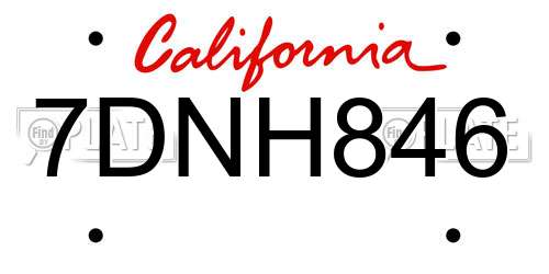 7DNH846 California License Plate