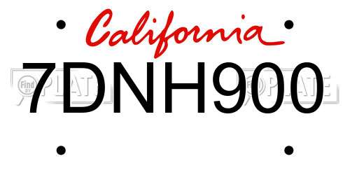 7DNH900 California License Plate