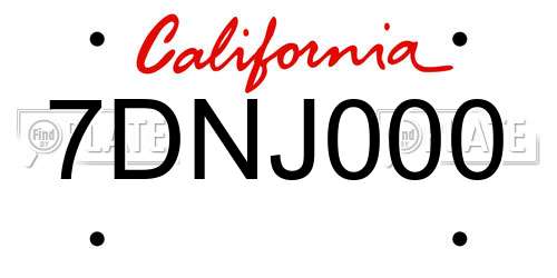 7DNJ000 California License Plate
