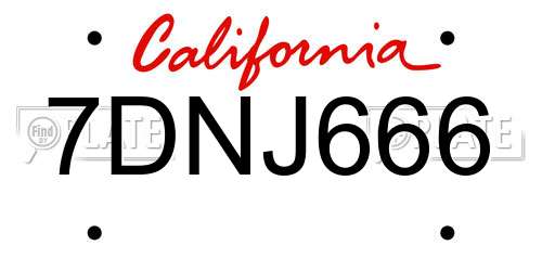 7DNJ666 California License Plate