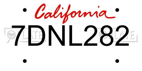 7DNL282 California License Plate