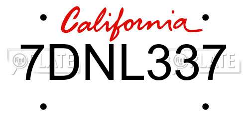 7DNL337 California License Plate