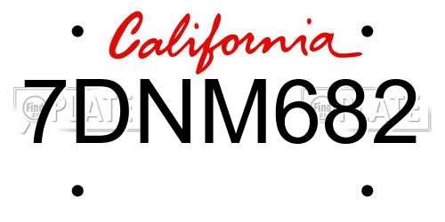 7DNM682 California License Plate