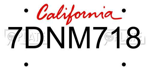 7DNM718 California License Plate