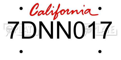 7DNN017 California License Plate