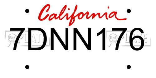 7DNN176 California License Plate