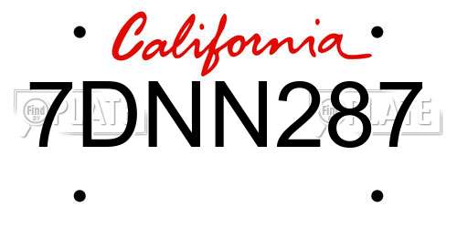 7DNN287 California License Plate