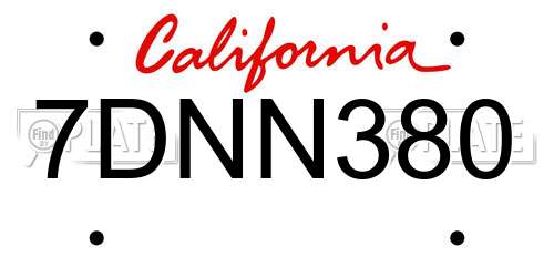 7DNN380 California License Plate