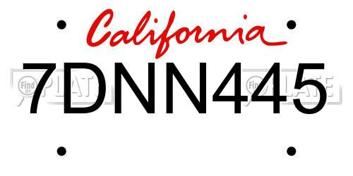 7DNN445 California License Plate