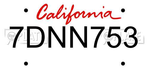 7DNN753 California License Plate