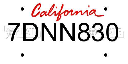 7DNN830 California License Plate