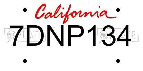 7DNP134 California License Plate
