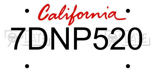 7DNP520 California License Plate