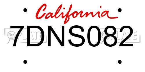 7DNS082 California License Plate