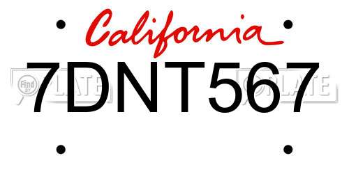 7DNT567 California License Plate