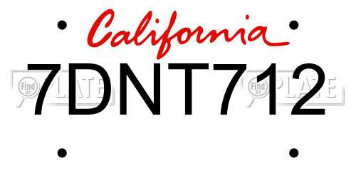 7DNT712 California License Plate