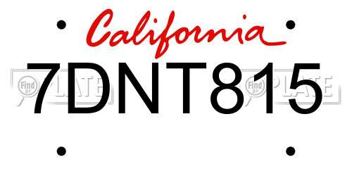 7DNT815 California License Plate
