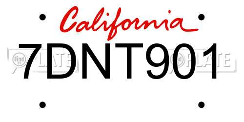 7DNT901 California License Plate