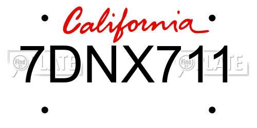 7DNX711 California License Plate