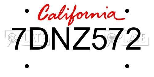 7DNZ572 California License Plate