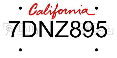 7DNZ895 California License Plate