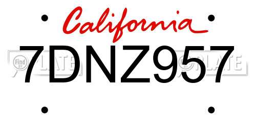 7DNZ957 California License Plate