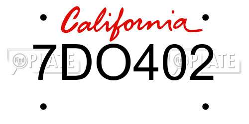 7DO402 California License Plate
