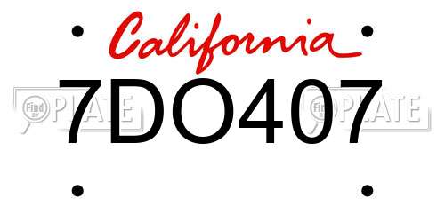 7DO407 California License Plate