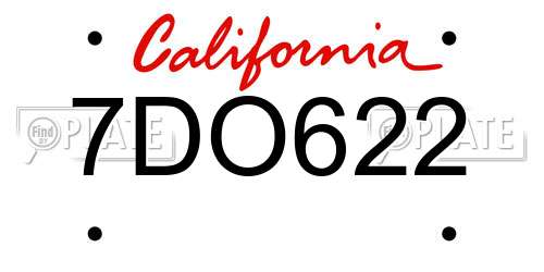 7DO622 California License Plate