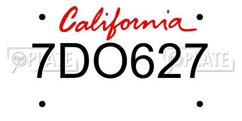 7DO627 California License Plate