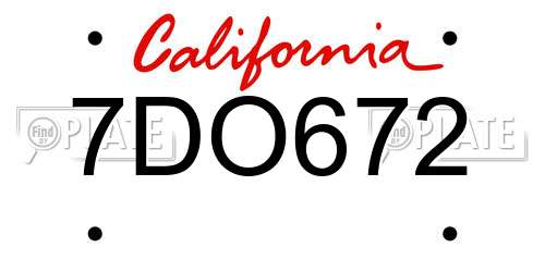 7DO672 California License Plate